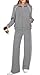 XIEERDUO 2 Piece Outfits for Women Lounge Sets Fall Fashion Workout Long Sleeve Tracksuit Winter Zipper Sweatsuit Wide Leg Sweatpants Matching Sweat Track Suit Athleisure Women's Active Wear Grey M