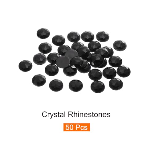 Image of MECCANIXITY Flat Back Round Acrylic Rhinestones,16mm Black Flatback Crystal Rhinestones for Crafts Clothes Shoes DIY Decoration Gifts 50Pcs