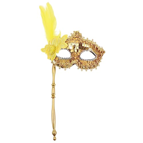 LIFKOME Masquerade Stick Mask for Women Sequin Half-face Carnival Costume Accessory for Parties Photo Props and Masquerade for Halloween and Festivals