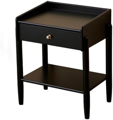 Elegant Wood Bedside Table with Drawer & Open Storage Shelf, Versatile Nightstand & Sofa Side Table, Ideal for Living Room, Tea & Snack Desk, Stylish Home Decor