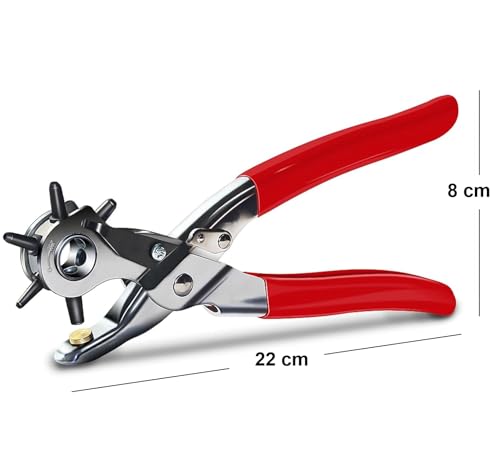Image of Leather Belt Hole Punch Plier for Belt, Watchband, Dog Collars, Fabric, Craft, Watch Bands, Bags Holes 6 Size Multipurpose Leather Round Hole Punching Machine Hand Tool