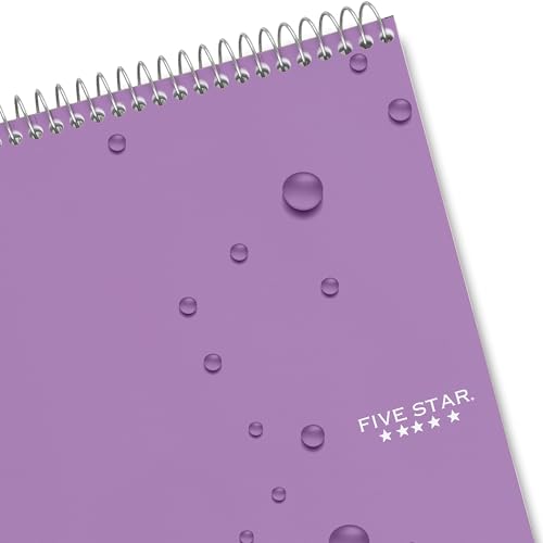 Five Star Top Spiral Notebook + Study App, 1 Subject, College Ruled Notepad, 8-1/2\" x 11\", 100 Sheets, Fights Ink Bleed, Water Resistant Cover, Amethyst Purple (820058B-ECM)