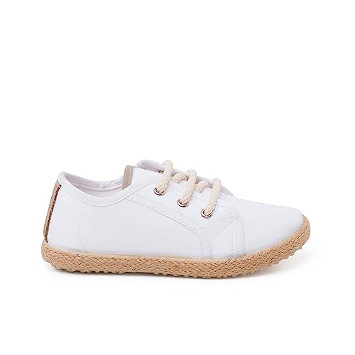 Pisamonas Zapatillas Lona Cordones Tipo Alpargata Talla 28 Color Blanco