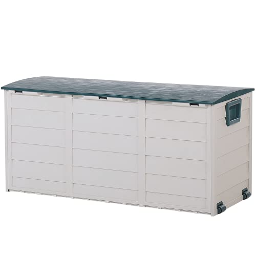 Beliani Auflagenbox aus Kunststoff beige/grün Gartentruhe Outdoor Kissenbox Locarno – Bild 5