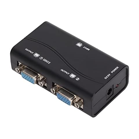 VGA Splitter 1 in 2 Out USB Powered 1920x1440 1080P Video Splitter 2 Port VGA Splitter Box Video Distribution Duplicator for 1 PC to Multiple Monitors Projector Cover