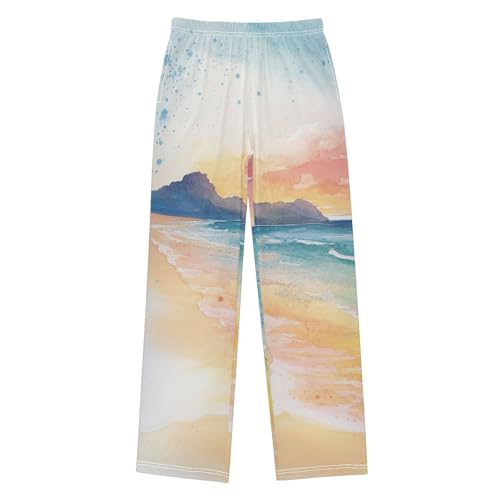 Boys' Pants Beach Waves Colorful Painting Long Bottoms Jogger Pants Elastic Waist Trousers with Pockets S-XL