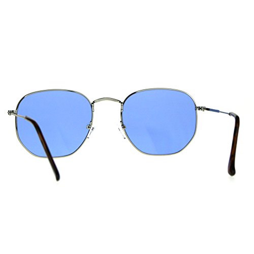 Vintage Fashion Sunglasses Thin Metal Hexagon Shape Frame Color Lens UV 4003