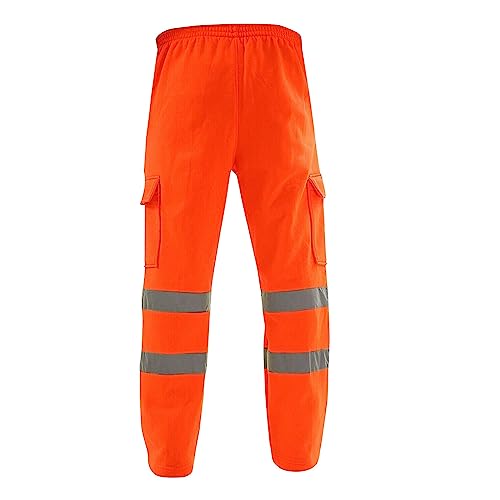 WENKOMG1 Mens Hi Vis Safety Contrast Work Open Bottom Pants with Pockets and Reflective Tape, M-4XL2
