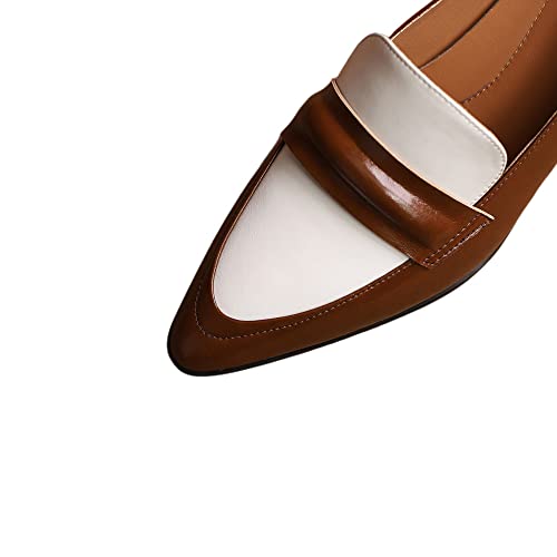 TinaCus Assorted Color Genuine Leather Women's Pointed Toe Handmade Chunky Heels Stylish Pumps Shoes2
