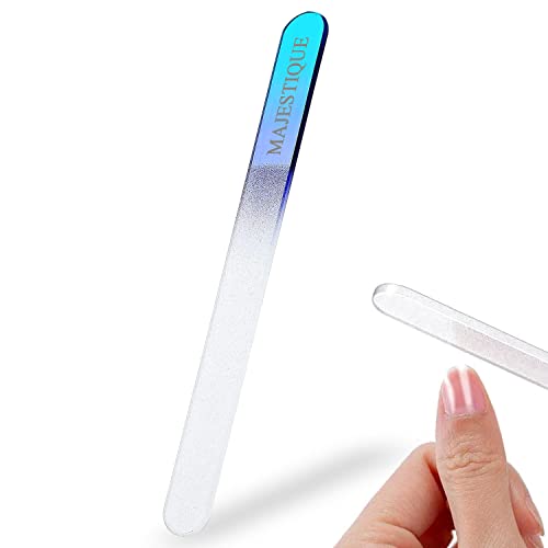 Majestique Crystal Nail Filer, Fingernail Files with Double Sided Glass Etched Filing Surface – Professional Manicure Nail Care Tool for Women and Girls – Color May Vary