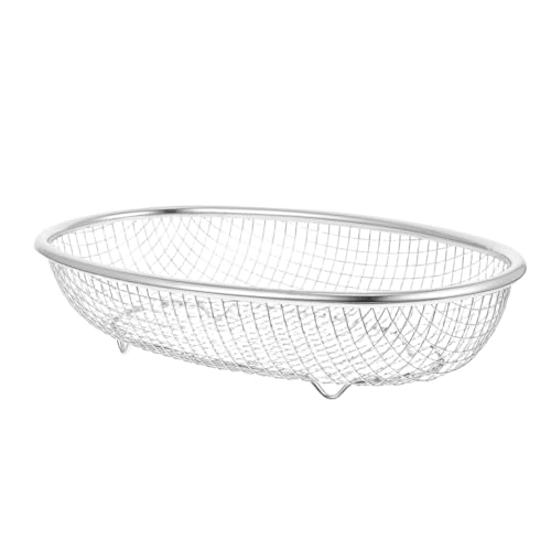 Abaodam ステンレス製楕メッシュバスケット 水切りかご キッチン用野菜果物兼用 丈夫で錆びにくい 食材の洗浄と収納に コンパクト設計で省