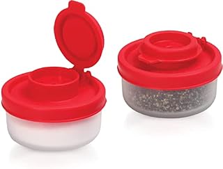 Salt and Pepper Pots  Salt and Pepper Shakers in a Range of Sizes  Non-Toxic Salt and Pepper Set for Home, Camping, Picnics, Lunch Boxes  Transparent Salt Pepper Set - Small, 2 Pack