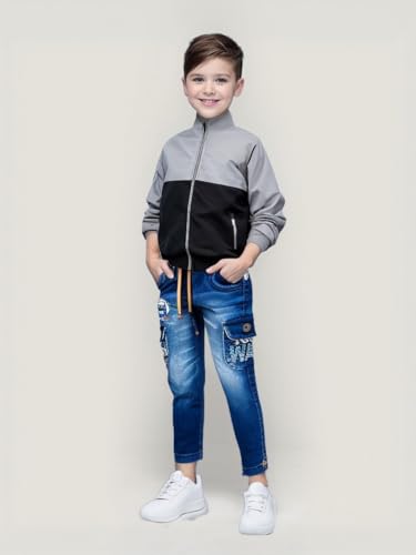 Image of HRKK Kids Windcheaters Solid Polyester Blend Jackets for Boys and Girls |