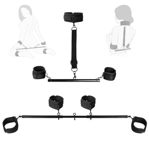 AMZII Vielseitig Spreizstange BDSMs Spielzeug Hart,mit Fußfesseln Handschellen Sex Bett & BDSM Choker Halsband Frauen Sex,Fesselstange Bondageset Fessel Set,BDSM Fesseln Sexspielzeug für Paare