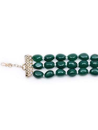 Image of Karatcart Glossy Finish Tumble Stone Studded Beaded Bracelet for Women