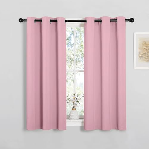 Image of NICETOWN Bedroom Curtain Panels Blackout Draperies, Thermal Insulated Solid Grommet Blackout Curtains /Drapes (Crystal Pink, 1 Pair, 34 by 45-inch)