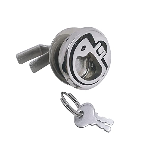 SHENGHUISS 2 Pack Boat Deck Cam Latch Hatch Locking Style Marine Stainless Steel 316 Floor Buckle Flush Pull Hatch Lift Handle Recessed Hatch with Fasteners