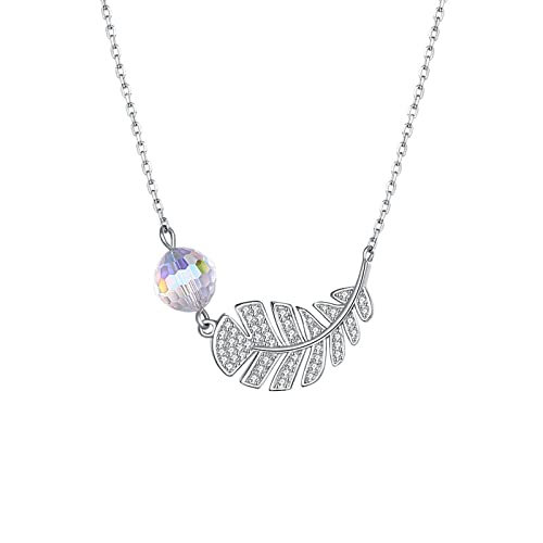 Collier plume argent 925 et cristal fantaisie femme le cadeau idéal pour elle