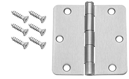 Dynasty Hardware 3-1/2" Door Hinges 1/4" Radius Corner, Satin Nickel (18) #TOP1