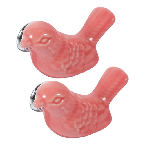 KOMBIUDA 2 Piezas Pomos Cerámicos Modernos para Muebles Infantiles Tiradores Agujero para Armarios y Estilo Europeo con Diseño de Paloma de Rosa y Plata