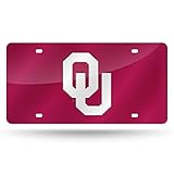 Rico Industries Unisex-Erwachsene Lasereingelegtes Metall-Kennzeichen-Etikett NCAA Oklahoma Sooners Laser eingelegtes Metallkennzeichen, rot, 6 x 12-
