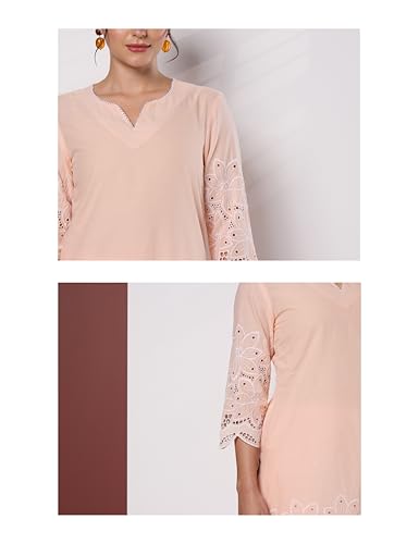 Image of Amazon Brand - Myx Women's Pure Cotton Schiffli Embroidered Kurta Set with Dupatta (Available in Plus Sizes)