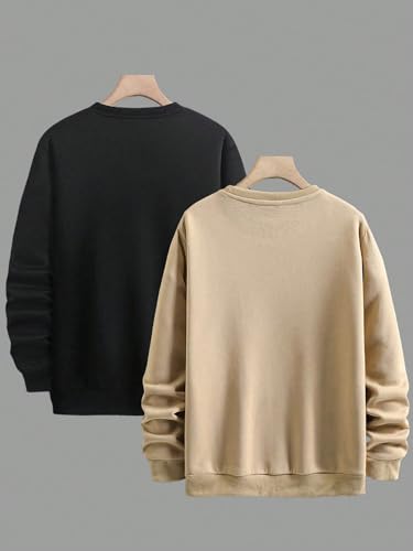 WDIRARA Men's 2 Pack Bear Print Pullovers Black and White Sweatshirt Round Neck Casual Long Sleeve Sweatshirts2