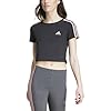 adidas Women's Essentials 3-Stripes Crop Tee, Black/semi Pink Spark, M