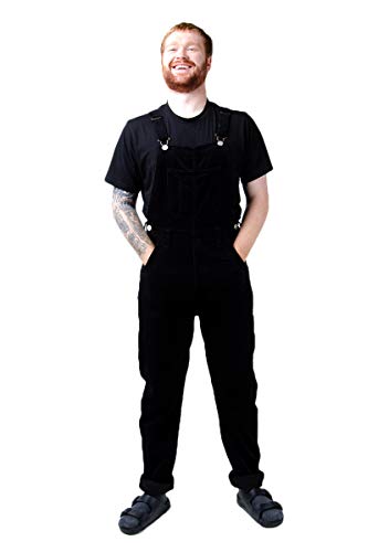 Wash Clothing Company Salopette Homme Coupe Loose en Velours côtelé Dungarees Pantalon Overalls BERTIECORDBLK Cover