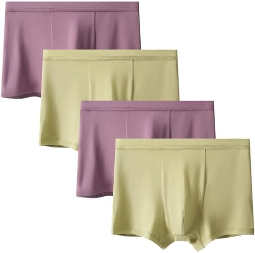 （22:30時点） [UNMELTED SNOW] メンズ ボクサーパンツ 無地下着(4枚組)前閉じ 吸湿速乾 ローライズ男性トレーニングショーツ通気肌着インナーパンツ (JP, アルファベット, 3XL, 赤黄)