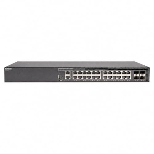 Image of Ruckus ICX8200-24P Managed Switch, 24x Gigabit PoE+, 4x 25GbE SFP28 Uplinks, 370W PoE Budget - Stackable Enterprise Switch, 3-Yr Remote TAC Included, TAA Compliant