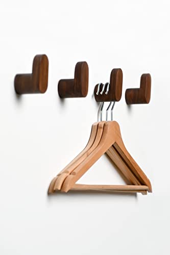 Greenside Crafts Natural Wooden Wall Hooks-Pack Of 4-Dark Walnut Wood Coat Hooks-Wall Mounted Modern Small Wood Hook-Decorative Rustic Pegs For Hanging-Hat Hanger-Bathroom Towel Peg-Robe Rack. #TOP3