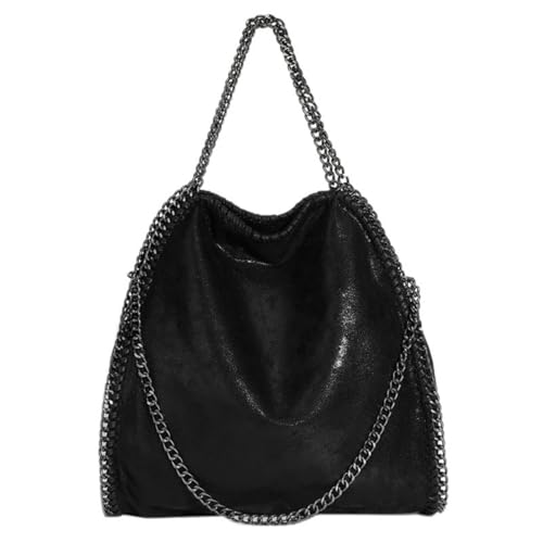 Women Faux Leather Shoulder Bag with Chain, Hobo Style