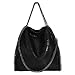 Borsa a mano da donna, a tracolla in ecopelle, a catena, moda, grande (nero)