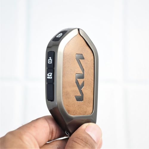 Image of Metal Car KeyCover for New Seltos 2026 | Syros | EV6 EV9 - 4 Button Smart Key (Metal Leather)