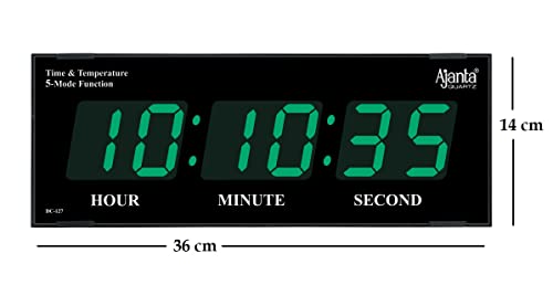 Image of Ajanta Digital Electric Wall Clock for Home and Office (Green 36 X 14 X 3 Cm)(Plastic)