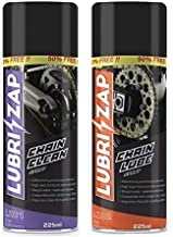Shadow Securitronics Lubrizap Combo (Chain Cleaner + Chain Lube) 225 ml Lubricant Spray for All Bikes | Chain Lube Reduces Friction and Loss of Power|Chain Clean Prevents from Rust & Corrosion