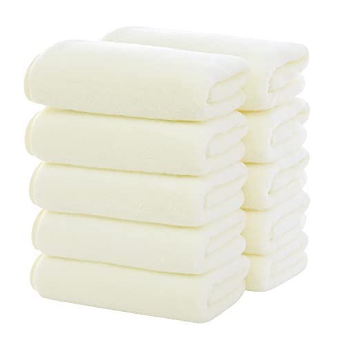 フェイスタオル 10枚セット マイクロファイバー100% 家庭用 タオル 高速吸水 ふんわり 柔らかな肌触り 肌に優しい (ホワイト, 10)