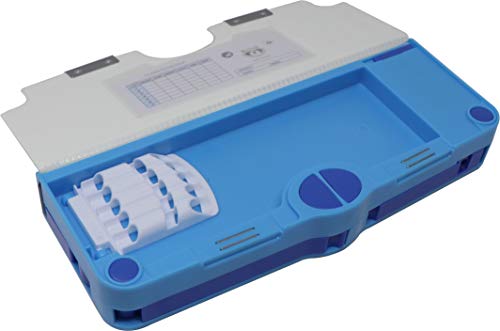Image of QIPS Pop Out 4 Button Magentic Locking Jumbo Pencil Box, Multi-Functional Pencil Box for Kids, Light Blue