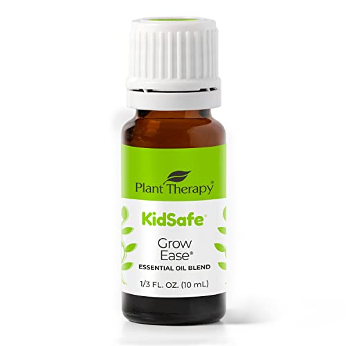 Plant Therapy KidSafe Grow Ease Synergy Essential Oil Blend. 100% Pure, Undiluted, Therapeutic Grade. Blend of: Juniper Berry, Rosalina, Spruce, Turmeric and Blue Tansy. 10 ml (1/3 oz)