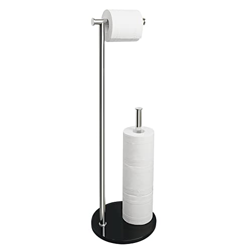 SAYAYO Porte Papier Toilette sur Pied Porte Rouleau en Acier Inoxydable Support Papier Toilette Chrome Poli, Base en Verre Trempé,EGKN220LD-2-CB Cover