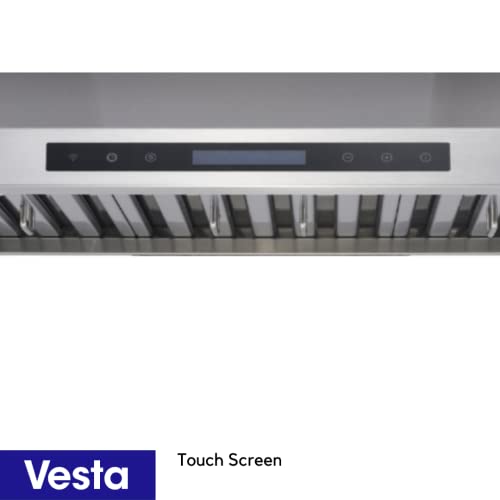Vesta London 900Cfm 30'' Wall Mounted Stainless Steel Range Hood 4 Speeds Touch Screen 6'' Top Round Vent Dishwasher Friendly Baffle Filters Led Lights Adjustable Chimney Remote Control #TOP5