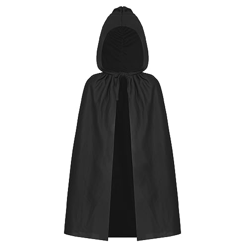 Dxhycc Hooded Cloak Cape Unisex Halloween Cloak for Halloween Christmas Role Play Cosplay Costume, Black
