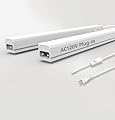 Leetdud Under Cabinet Lighting Plug in, 16 Inch 2 Pcs, Linkable AC120V 3CCT 3000K/4000K/5000K Ultra Slim, LED Under Cabinet Lights for Counter Light, Kitchen, Shelf, Sink, Workshop, Desk, White
