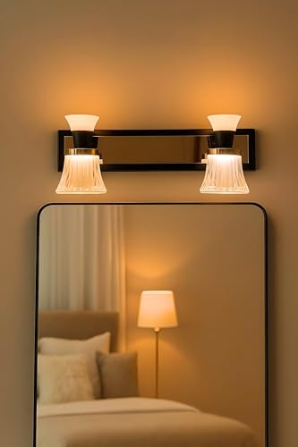 Image of FILLISKA 3 in 1 Double Wall spot /Picture /Display /Mirror Light with Adjustable Head and Colour Changing Function (Black&Gold Crystal-6356)(1 Year Warranty)
