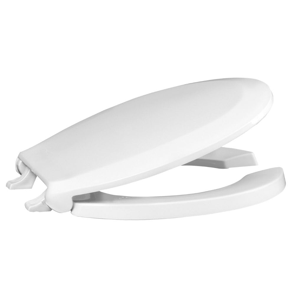 Centoco Toilet Seat Round, Lock In Place, Fast-N-Lock Mounting, Open Front With Cover, Commercial, Plastic, Made in the USA, 460STSFE-001, White Round Fast-N-Lock Mount