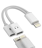 Iphone Dual Lightning Adapter Dongle Charger Headphone Connector 2in1 Audio Charge Jack AUX Cable Splitter Apple MFI Certified Double for 14 13 12 11 Pro Max Mini 7 8 Plus X XR SE Ipad music converter