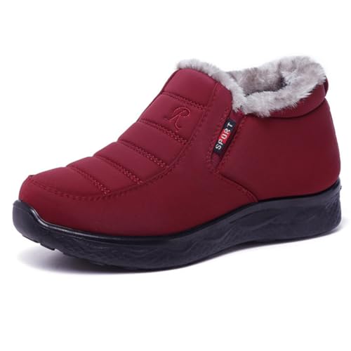 Bottes d'hiver imperméables pour femme UIKGITP avec doublure en fourrure chaude à enfiler