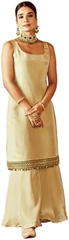 Elina Fashion Indian Kurti for Women with Palazzo & Dupatta | Ethnic Art Silk Kurta Set in Multicolor, Size M to XXL, Jewel Neck, Long Sleeve, Party & Wedding Occasion