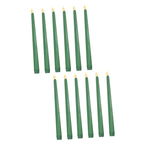 Crea ambientes mágicos en bodas y cenas con 12 velas cónicas LED verdes sin olores